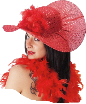 Cappello dama paillettes rosso | 5696